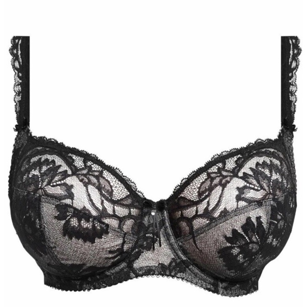 NWT Fantasie 2062 Bronte Lace Side Support Underwire Plunge Bra Sz 38D Black